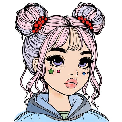 realistic girl with space buns