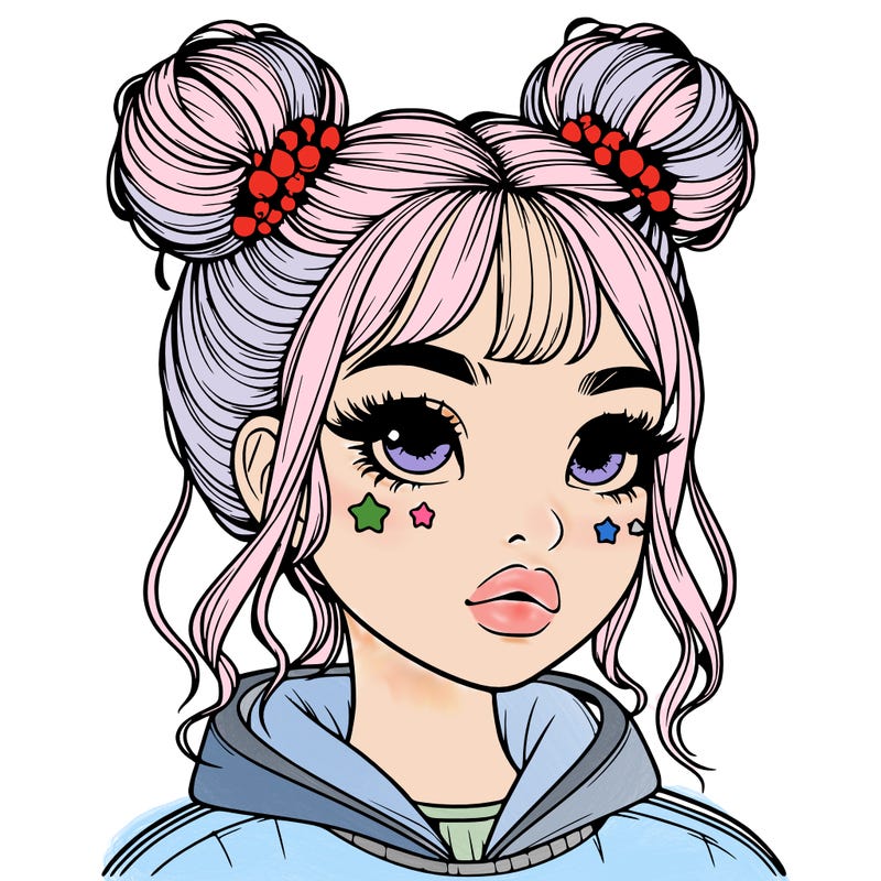 realistic girl with space buns