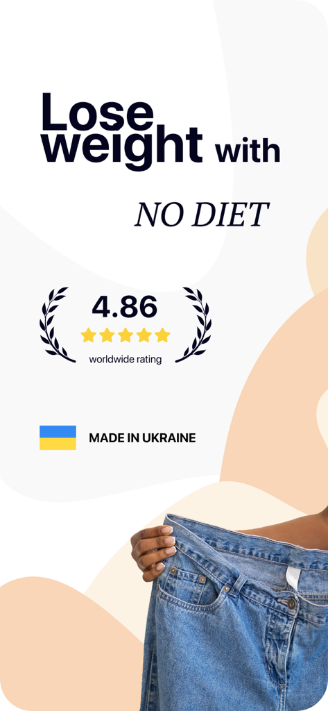 Intermittent Fasting Tracker! - Tela promocional para o rastreador de jejum Nutry mostrando resultados de perda de peso e uma classificação mundial de usuários de 4,86