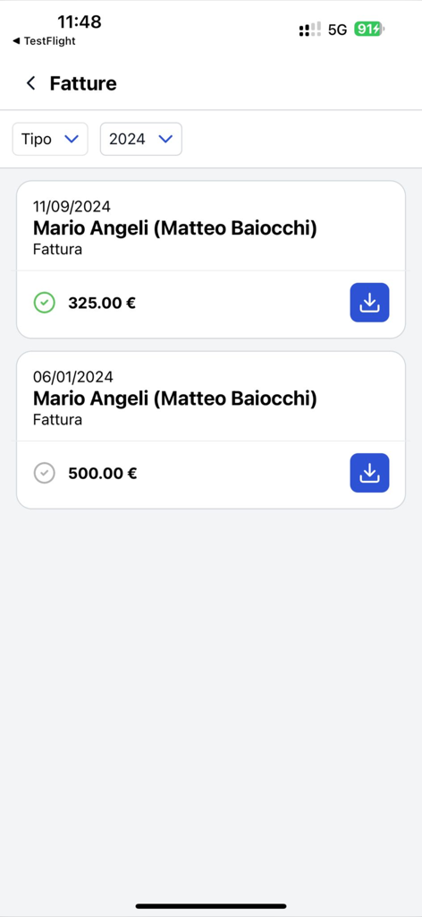 Easy Family - Easy Family mobile app interface showing a list of school invoices and payment amounts