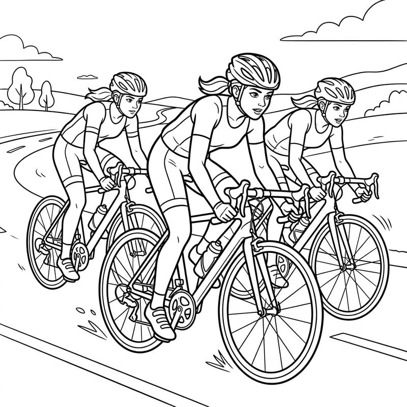 Immerse yourself in the thrilling world of triathlon with this dynamic cycling leg coloring page. Watch as triathletes push their limits, capturing the essence of speed and endurance on the open road.