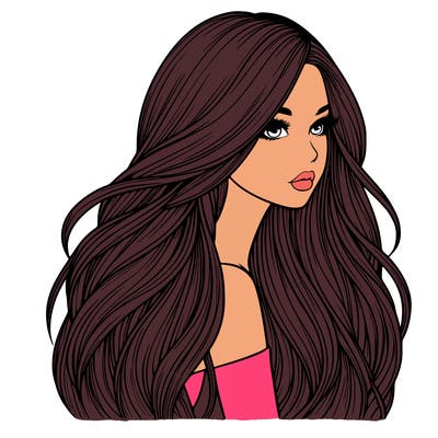 realistic girl with long realistic hair