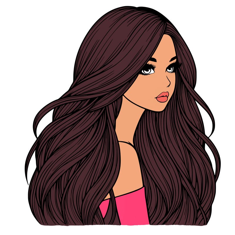realistic girl with long realistic hair