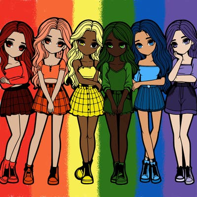 a group of girls realistic