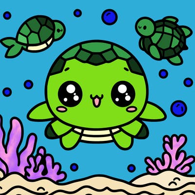cute chibi sea turtle