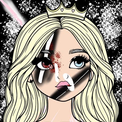 a realistic girl with a crown on