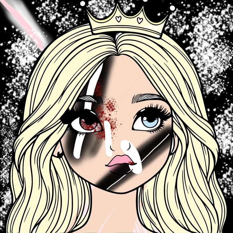 a realistic girl with a crown on