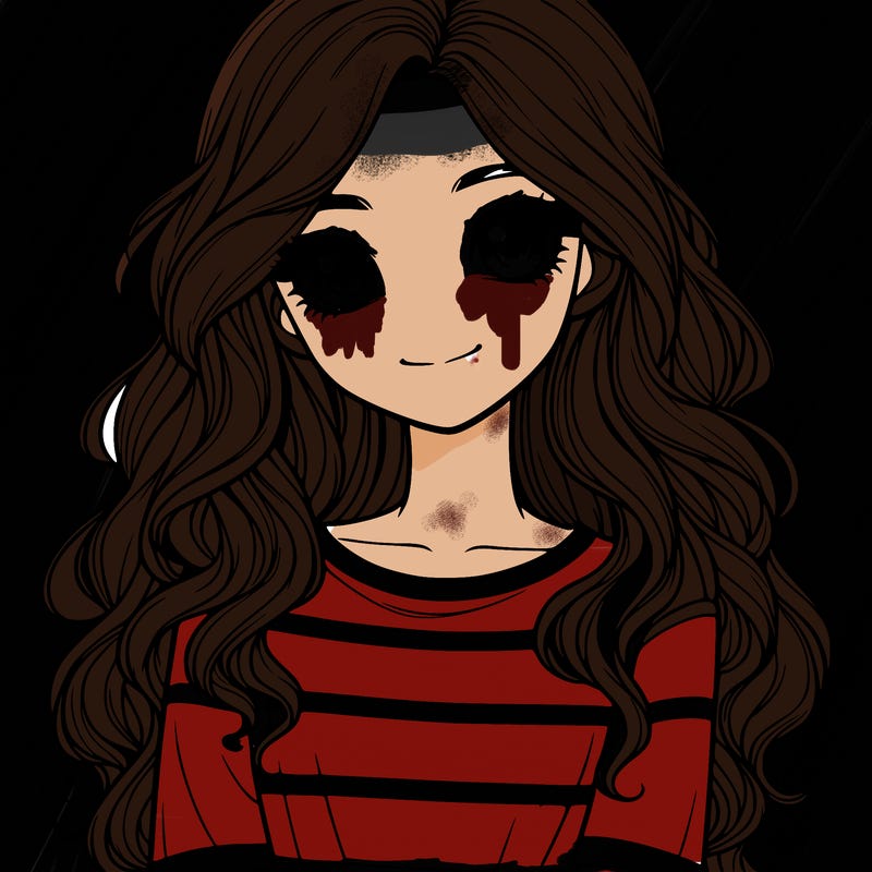 realistic girl with long, wavy hair and cute shirt