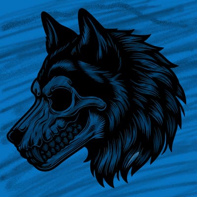 realistic wolf with skull face
