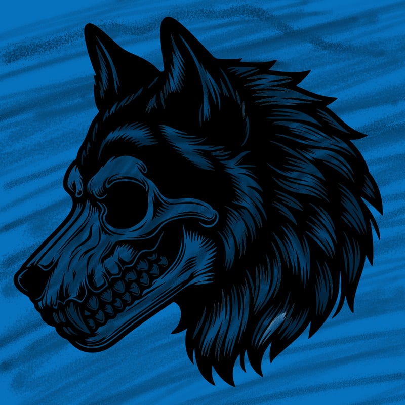 realistic wolf with skull face