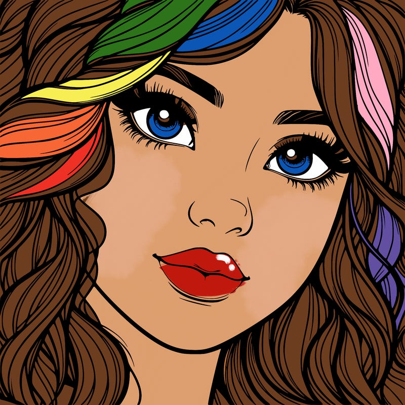 beautiful realistic girl close up to the camera with wavy hair,