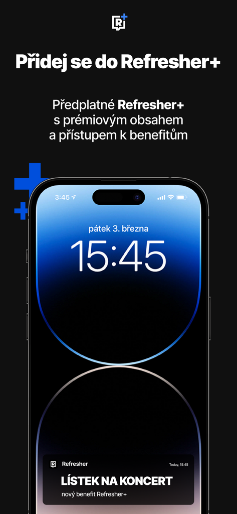 Ecrã de bloqueio do iPhone mostrando uma notificação push para um benefício de bilhete de concerto Refresher plus