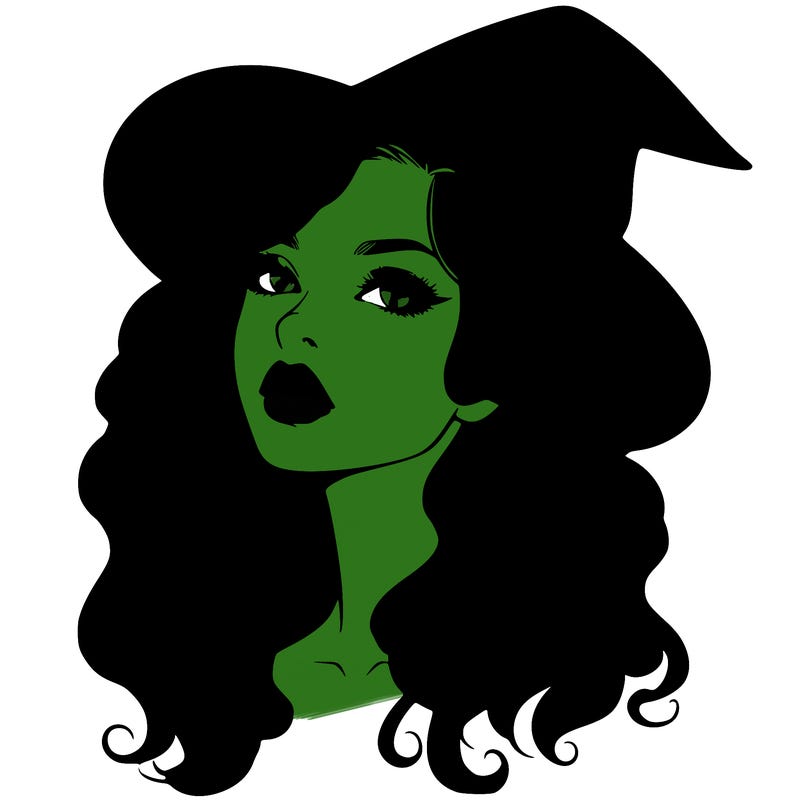 realistic witch girl with wavy hair and lips