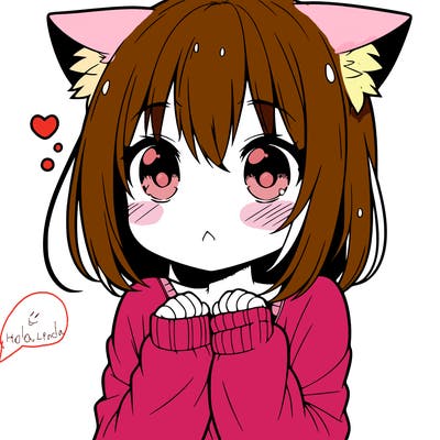 shy anime catgirl