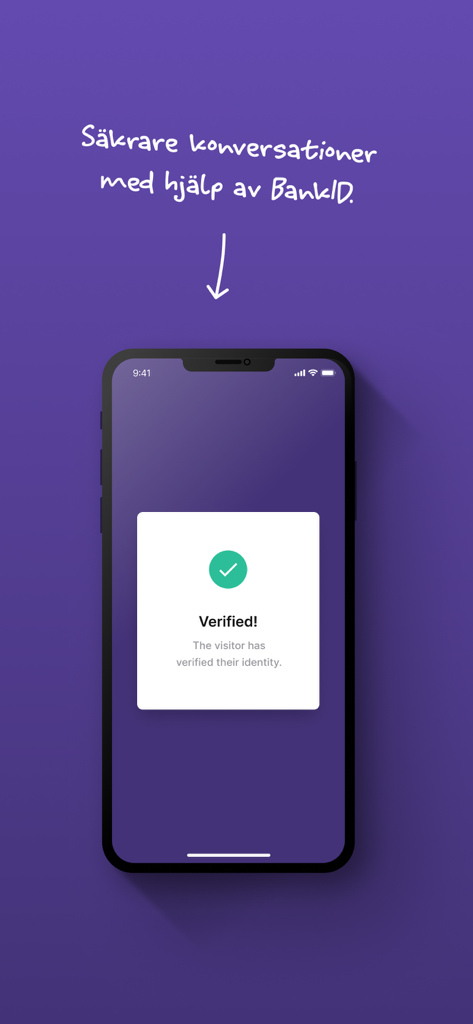 ImBox Online - Un smartphone mostrando un mensaje de visitante verificado con una marca de verificación verde en la aplicación ImBox Online.
