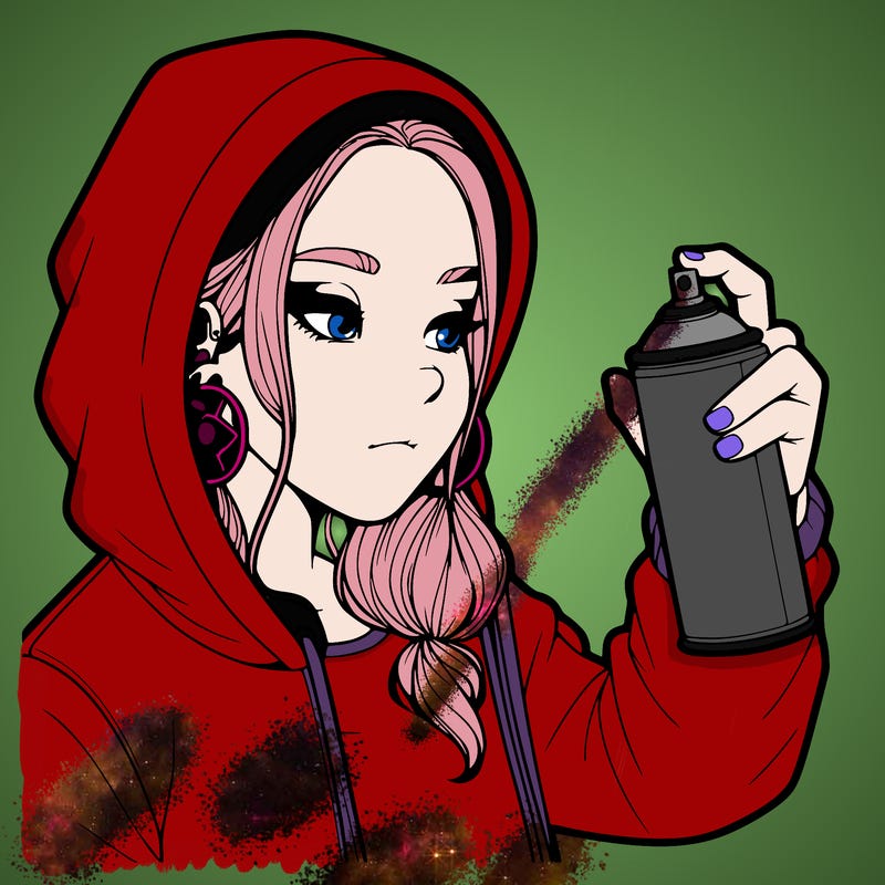 a realistic girl, spray painting
