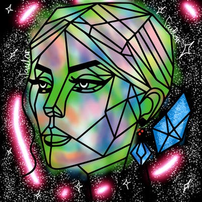 geometric art illustration of a woman's face