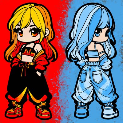 girl in crop top and baggy pants