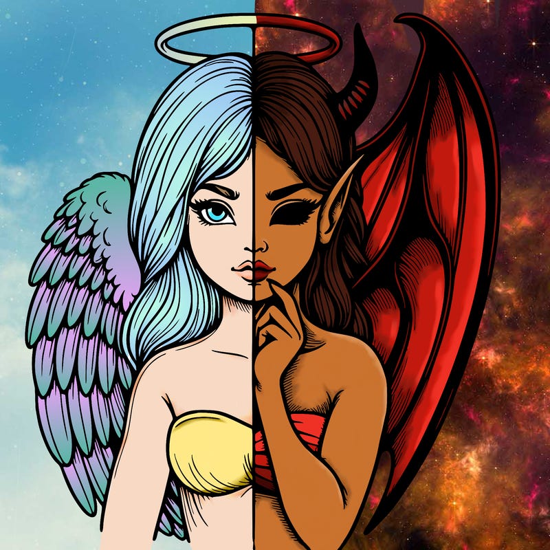 realistic angel half demon