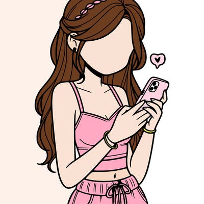 girl with crop top texting on her phone