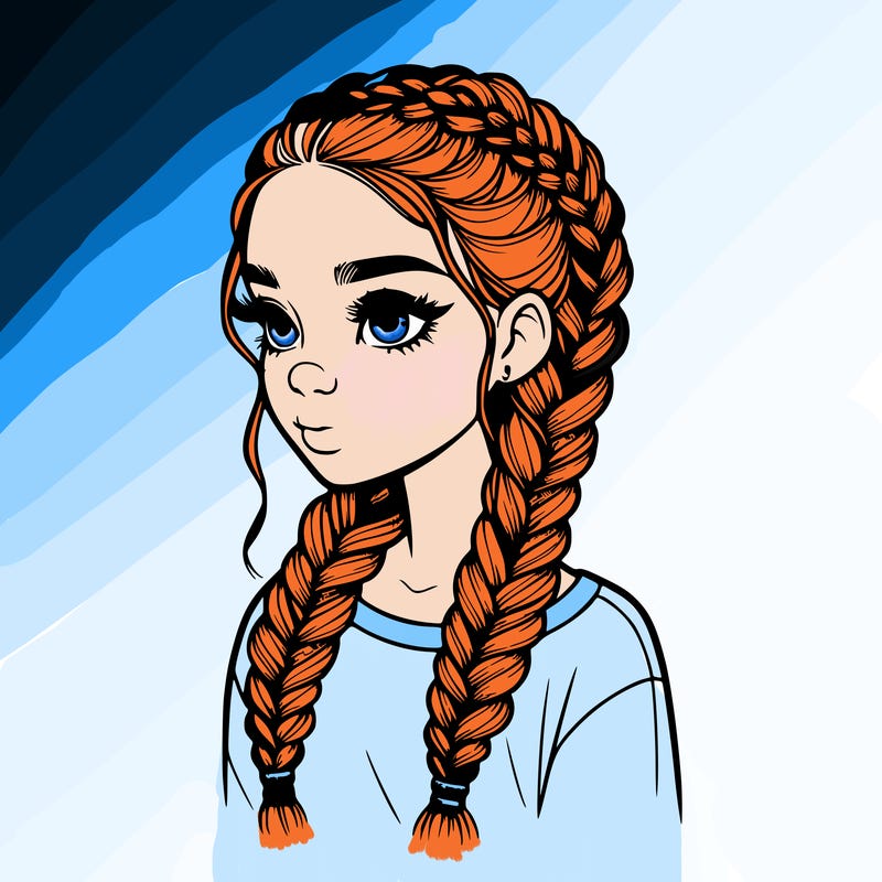 realistic girl with braids