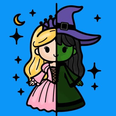 split princess and witch