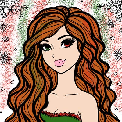 pretty woman with long wavy hair