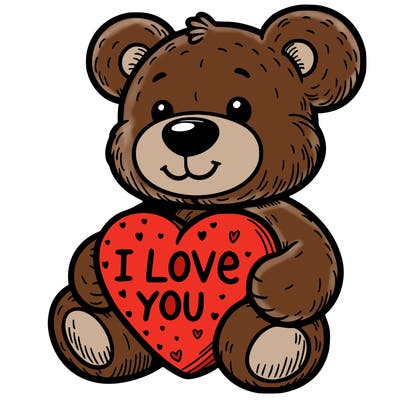 teddy bear holding an i love you heart