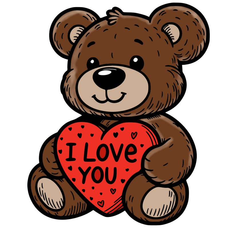 teddy bear holding an i love you heart