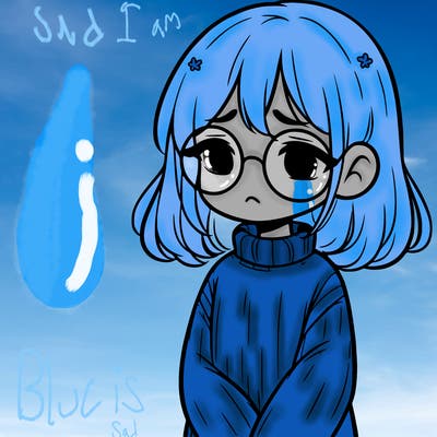 sad girl with glasses in a sweater
