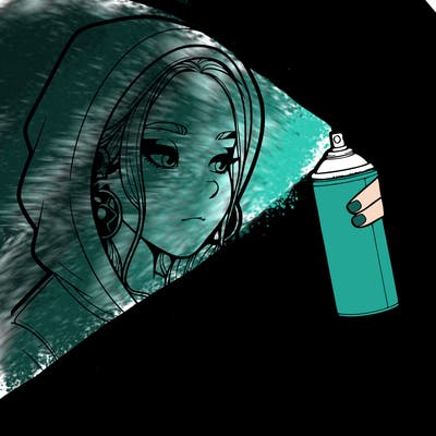 a realistic girl, spray painting