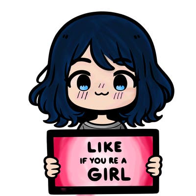 a cute girl holding a sign that says like if you’re a girl