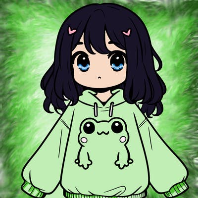 girl wearing frogging sweatshirt