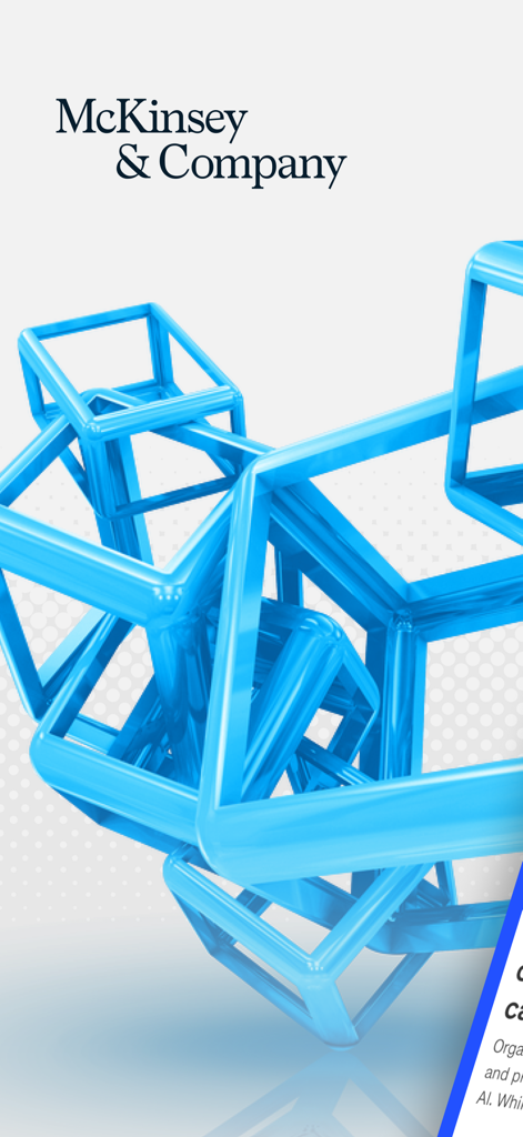 McKinsey Insights - McKinsey and Company logo featuring a blue 3D geometric structure