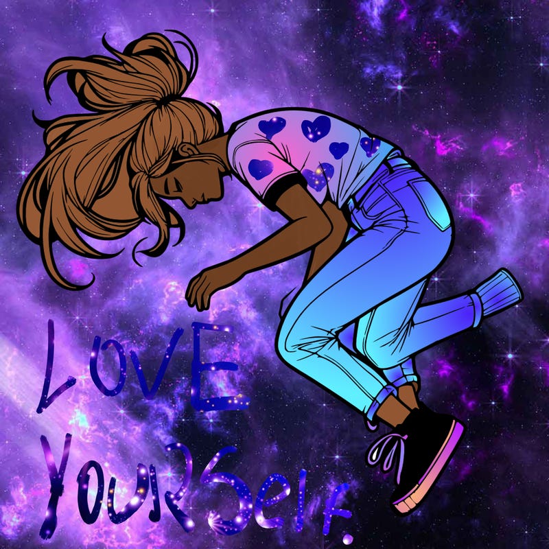 realistic young woman floating above the ground