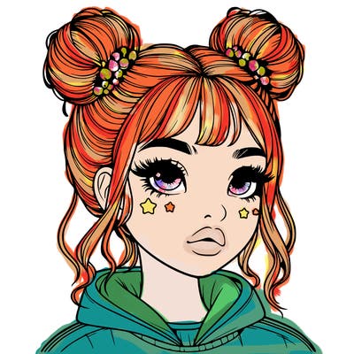 realistic girl with space buns