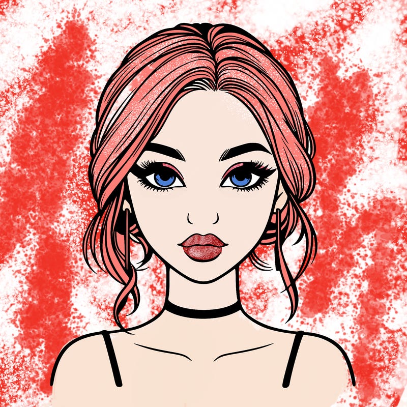 realistic girl with makeup on