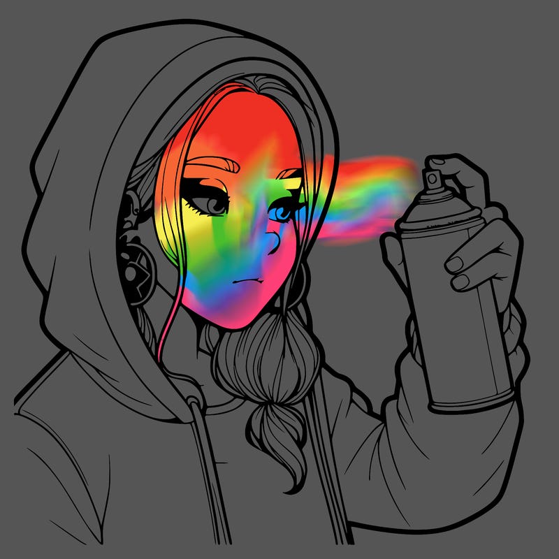 a realistic girl, spray painting