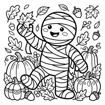 Delight your little one with this charming autumn mummy coloring page, designed especially for toddlers. Featuring thick lines and simple shapes, it's perfect for developing motor skills and sparking creativity.