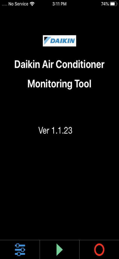 Daikin AC Monitoring Tool - Splash screen of the Daikin Air Conditioner Monitoring Tool app version 1.1.23