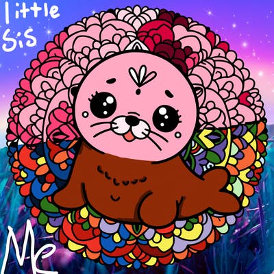 a cute baby seal mandala