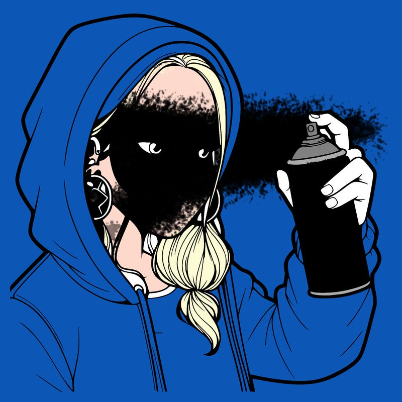 a realistic girl, spray painting