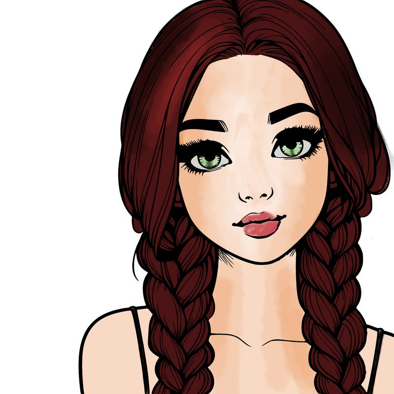 realistic girl with braids