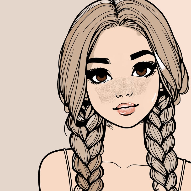 realistic girl with braids