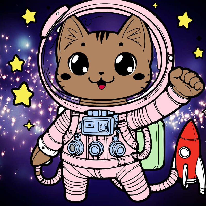 astronaut cat anime
