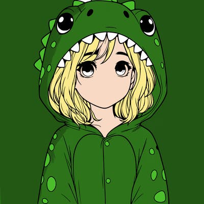 a girl in a dinosaur onesie realistic