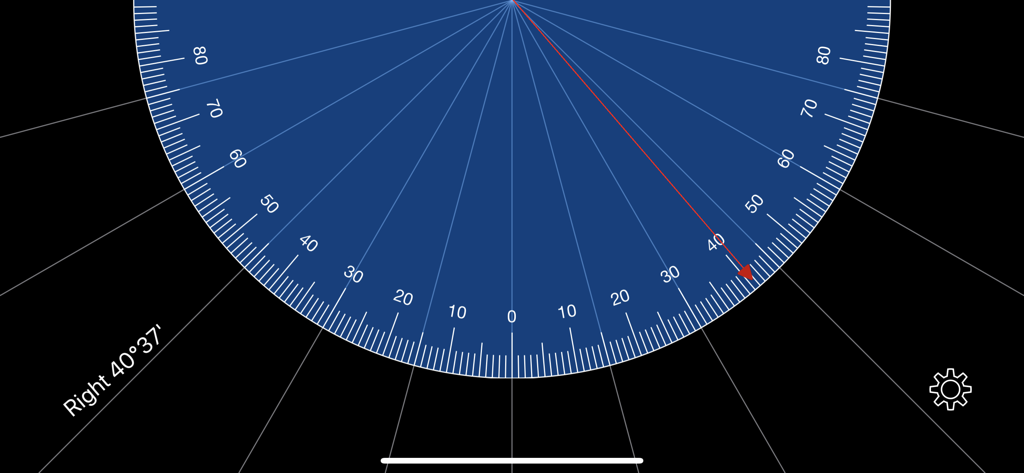 Digital protractor tool showing a precise angle measurement of forty degrees