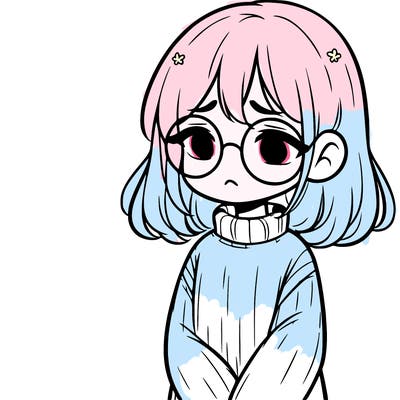 sad girl with glasses in a sweater