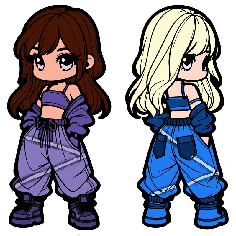 girl in crop top and baggy pants