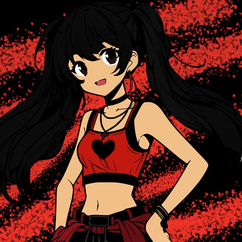 anime girl wearing crop top